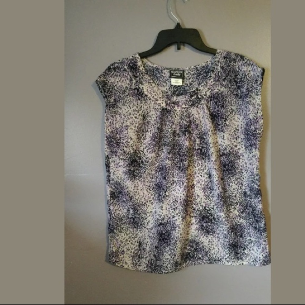 Southern Lady Small Purple Leopard Cap Sleeve Top